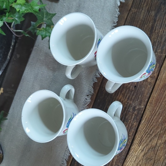 Vintage Century Stoneware Sunrise Rooster Coffee Tea Mug Cup, Set of 4 FARM - Picture 3 of 5